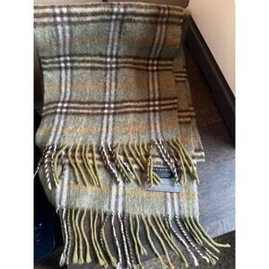 BURBERRY GREEN PLAID CASHMERE SCARF